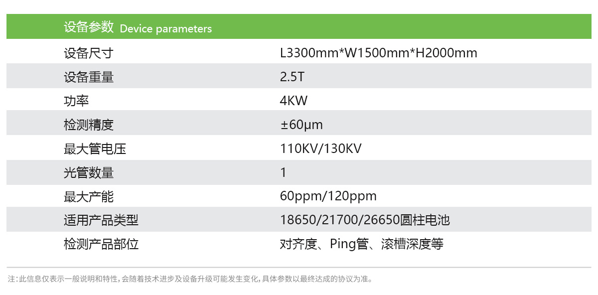 日聯(lián)科技鋰電池檢測(cè)設(shè)備參數(shù)