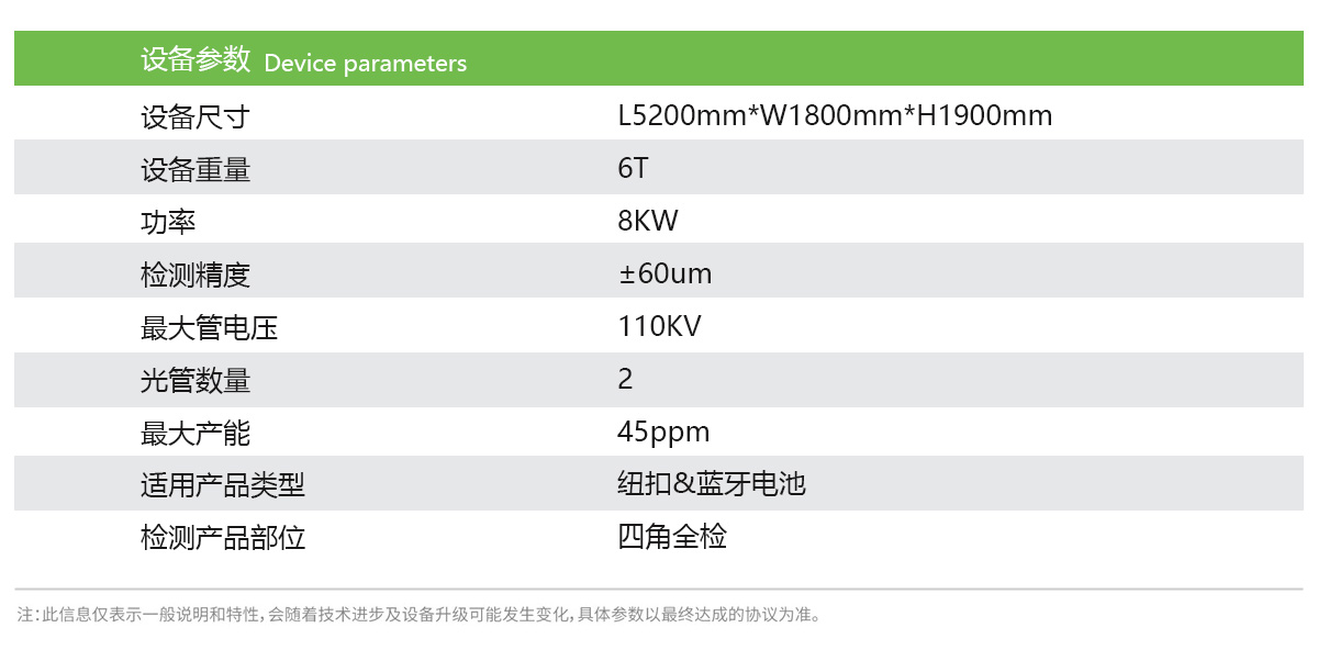 x射線檢測設(shè)備參數(shù)